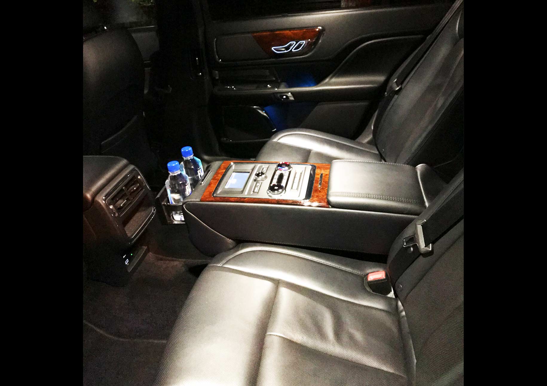 Executive sedan interior for JFK Airport to Times Square hotel transportation