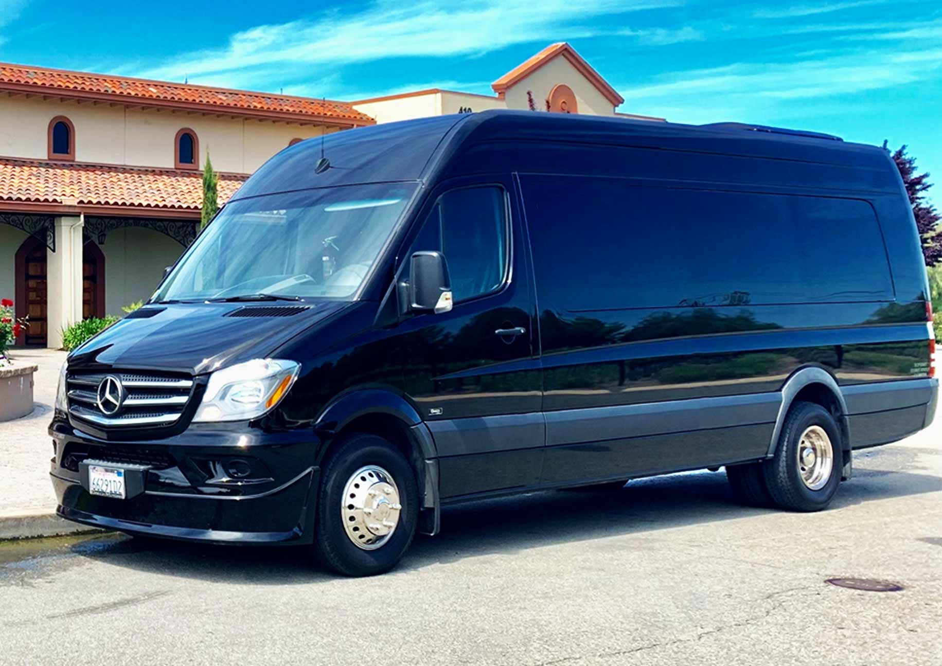 Black Mercedes Sprinter for JFK Airport to Hoboken group transportation