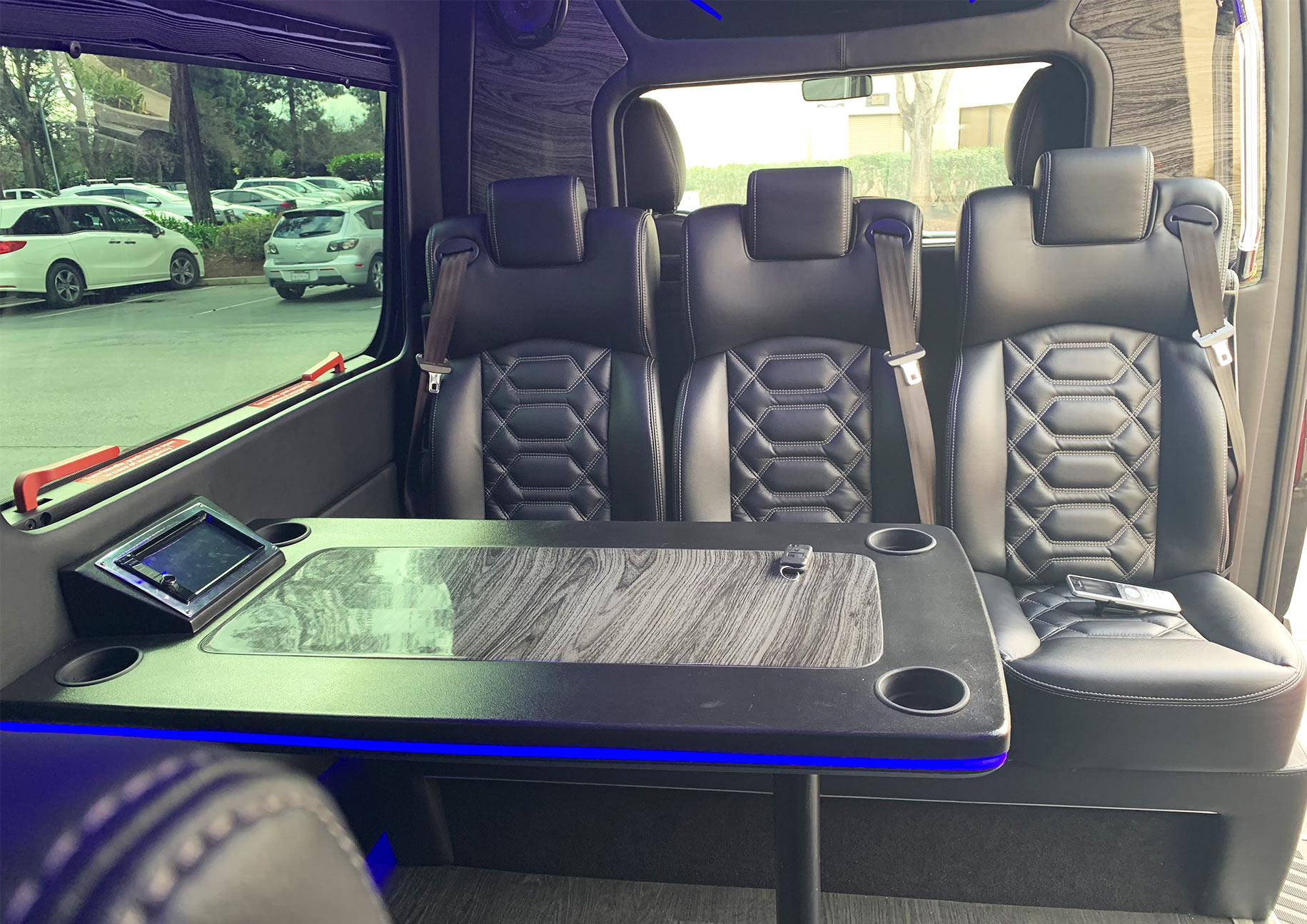 Executive Mercedes Sprinter interior for JFK to Newark group transportation