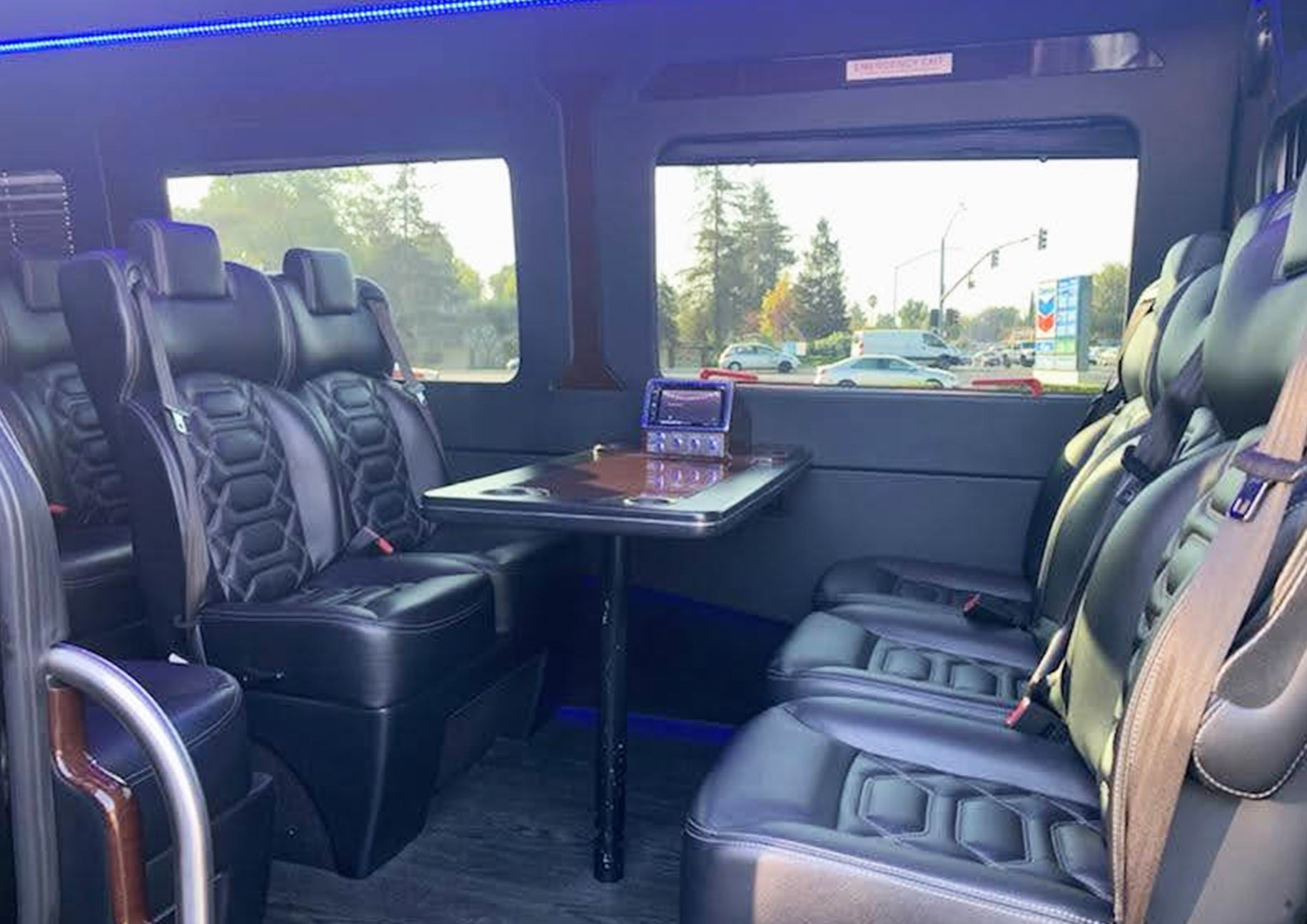 Executive Mercedes Sprinter interior for JFK to Stamford group transportation