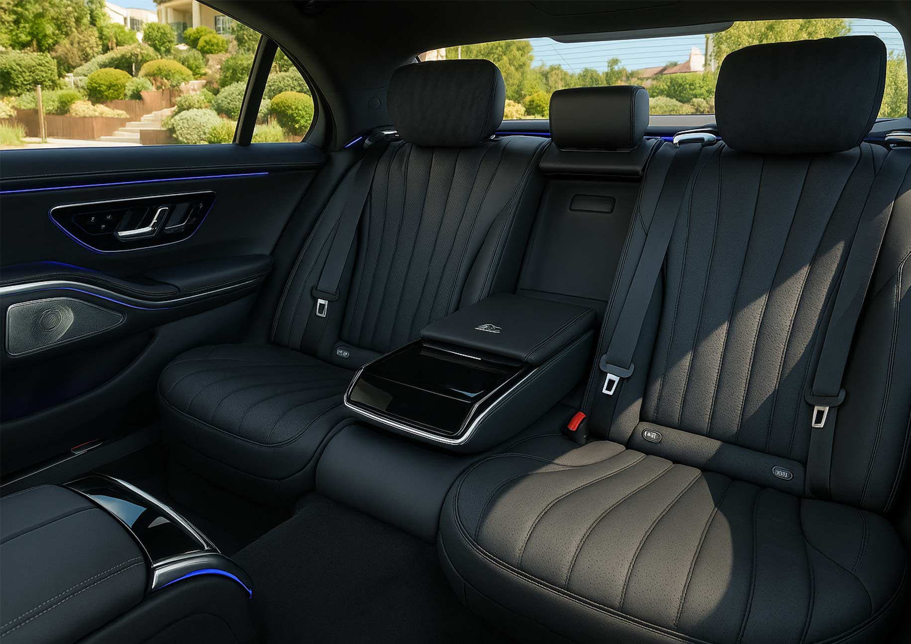 Mercedes S-Class interior for private JFK Airport chauffeur transportation