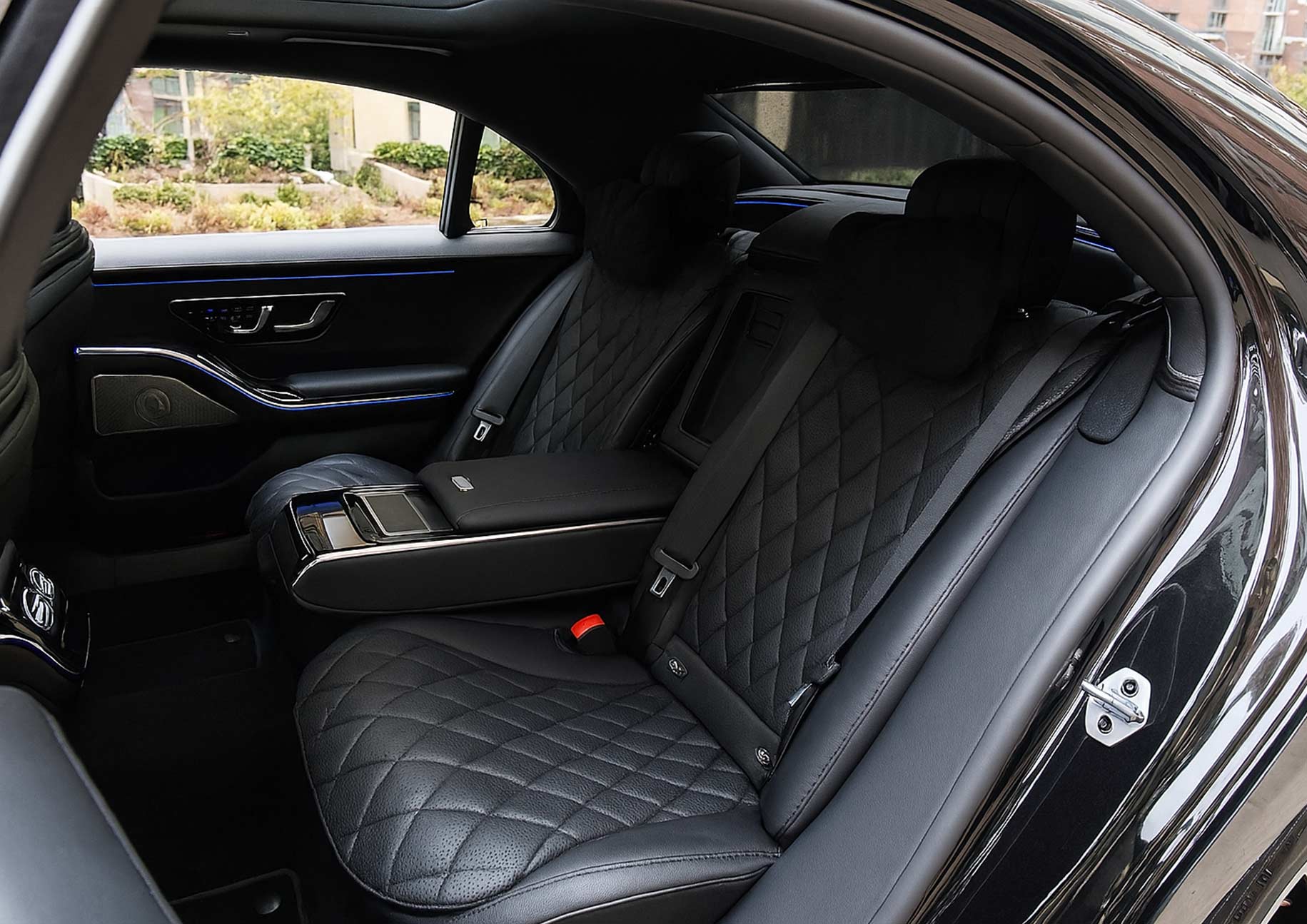 Luxury Mercedes interior for private JFK Airport chauffeur service
