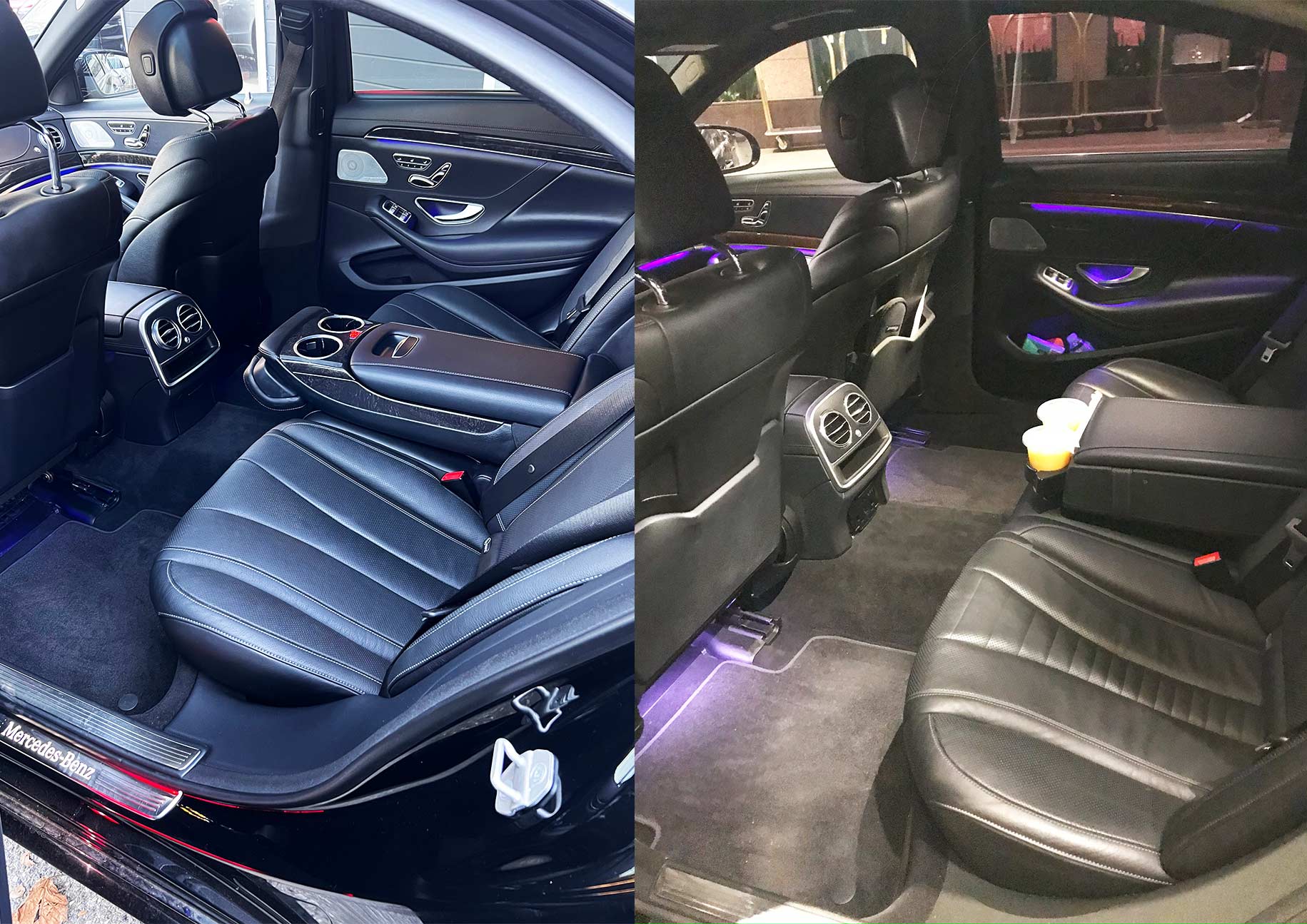 Mercedes luxury sedan interior for JFK Airport to Boston chauffeur service
