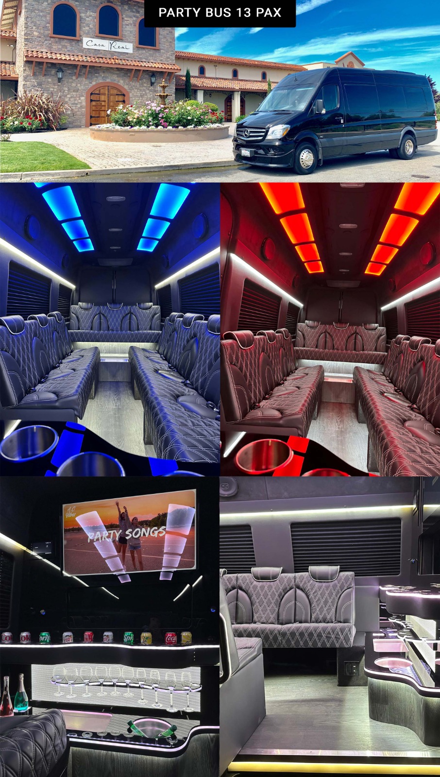 Party Sprinter for Morgan Hill private group transportation