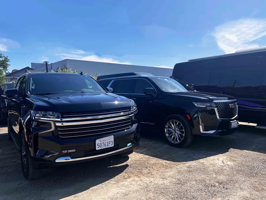 SUV lineup staged for postgame exit