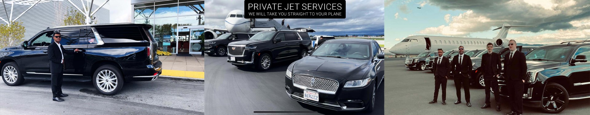 Black sedans Black SUV professional drivers private jet centre