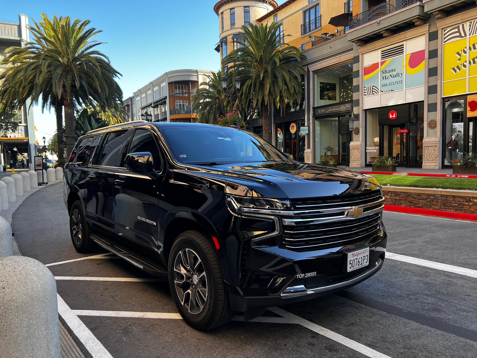 Luxury SUV parked in front of the hotel